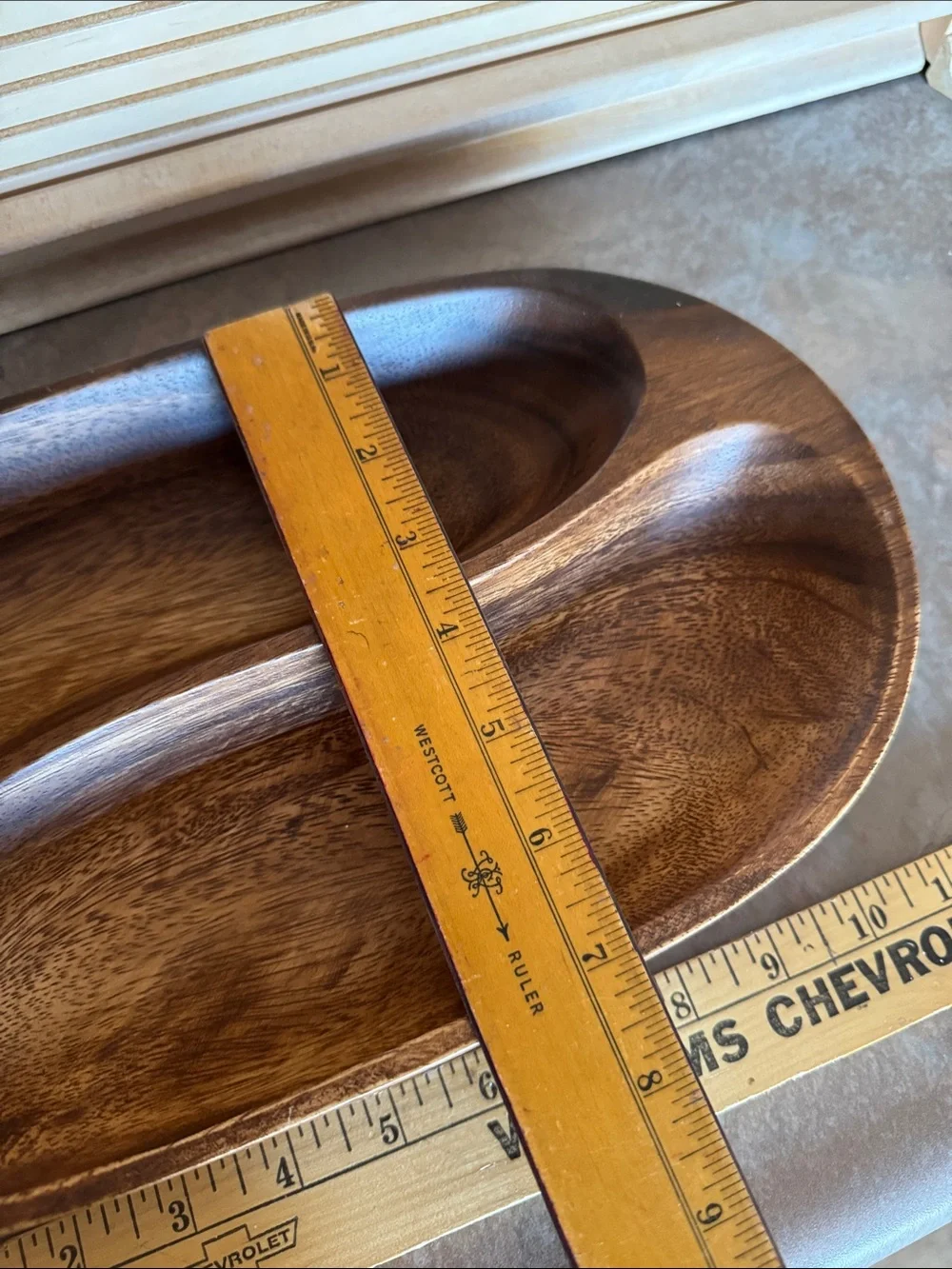 Southern Living Dark Brown Dual-Compartment Wooden Serving Bowl